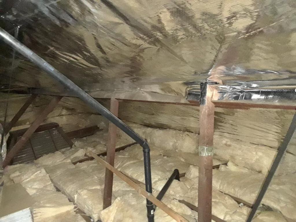 Attic with radiant barrier and new insulation